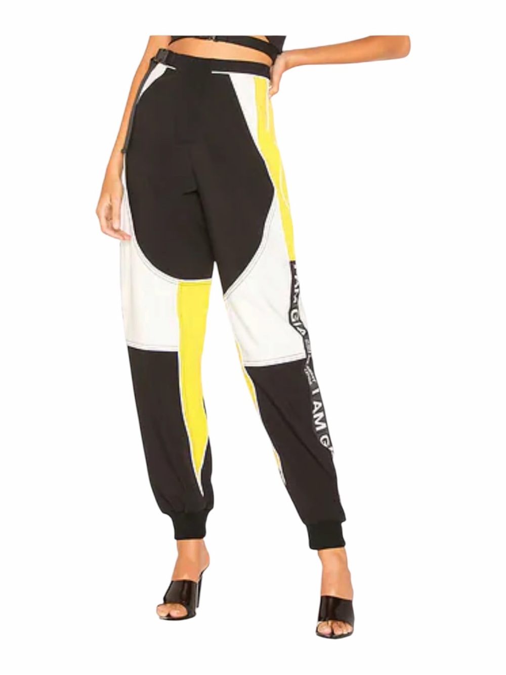 I.AM.GIA X Revolve Electra Pants Yellow Reflective Nylon Belted Pants Small